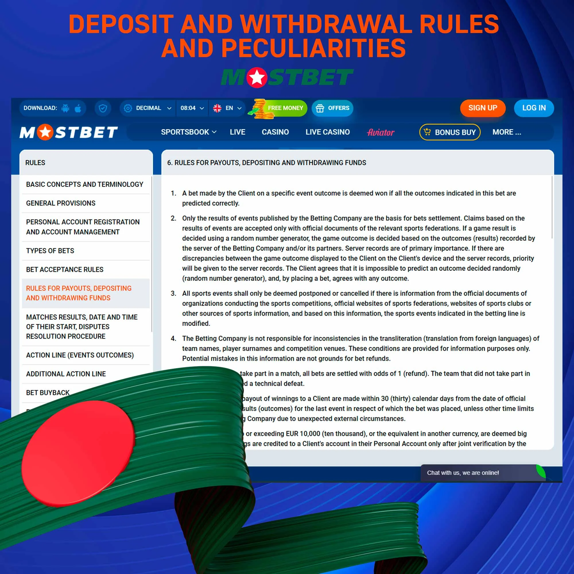 Payment rules at Mostbet