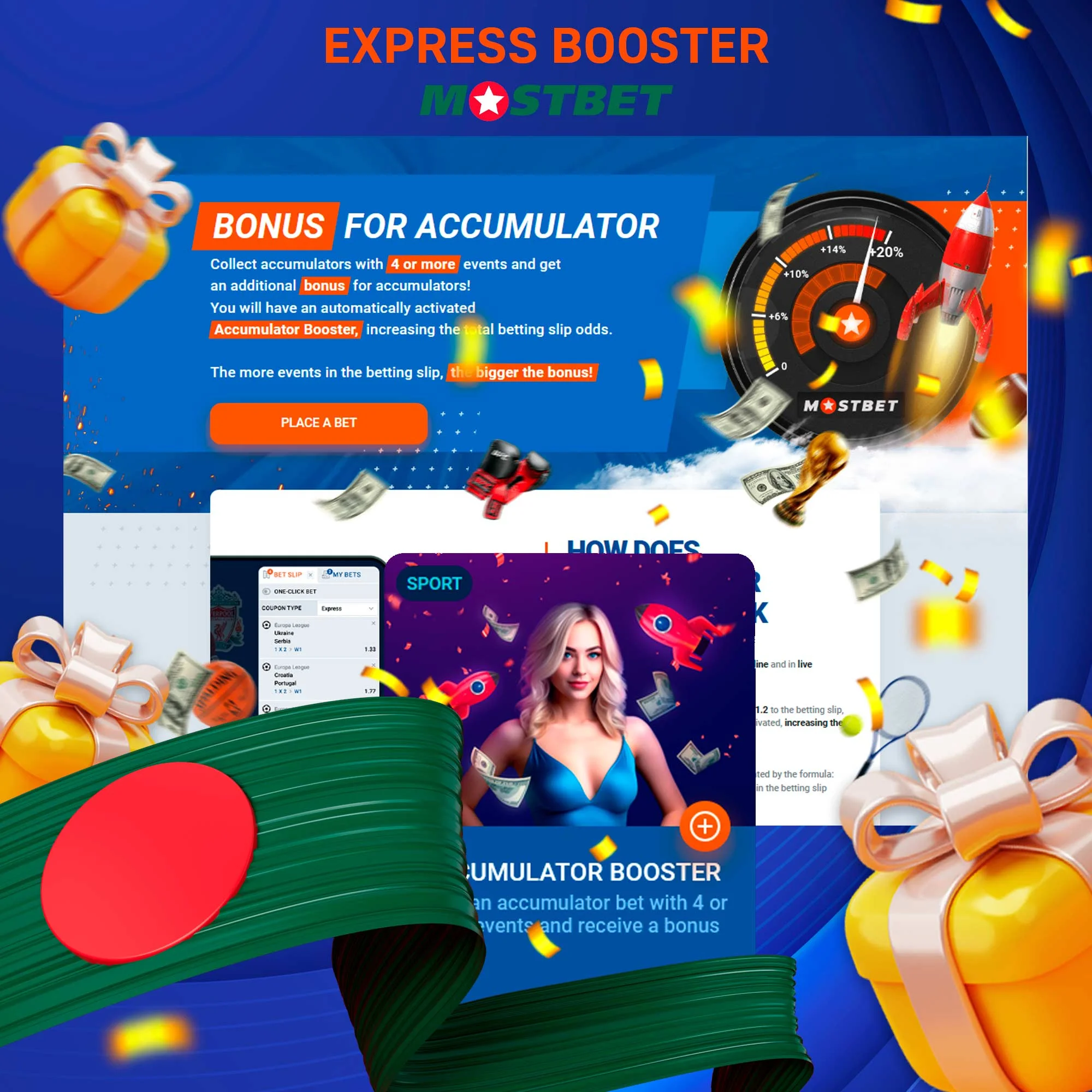 How does the Express Booster bonus at Mostbet work?