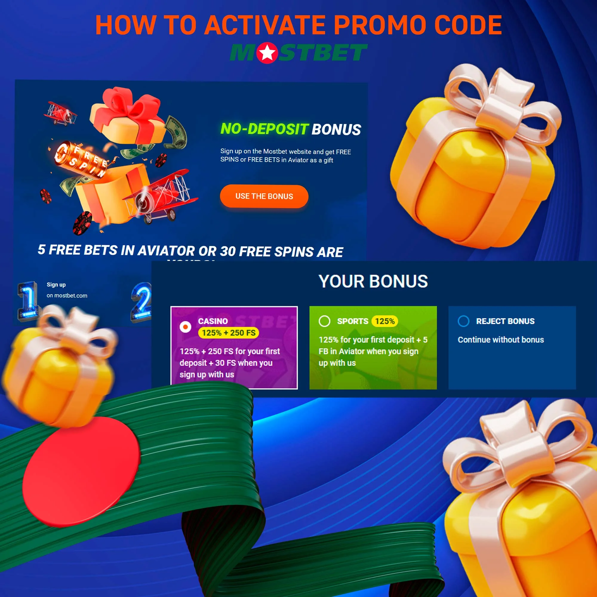 Instructions on how to activate a promo code at Mostbet