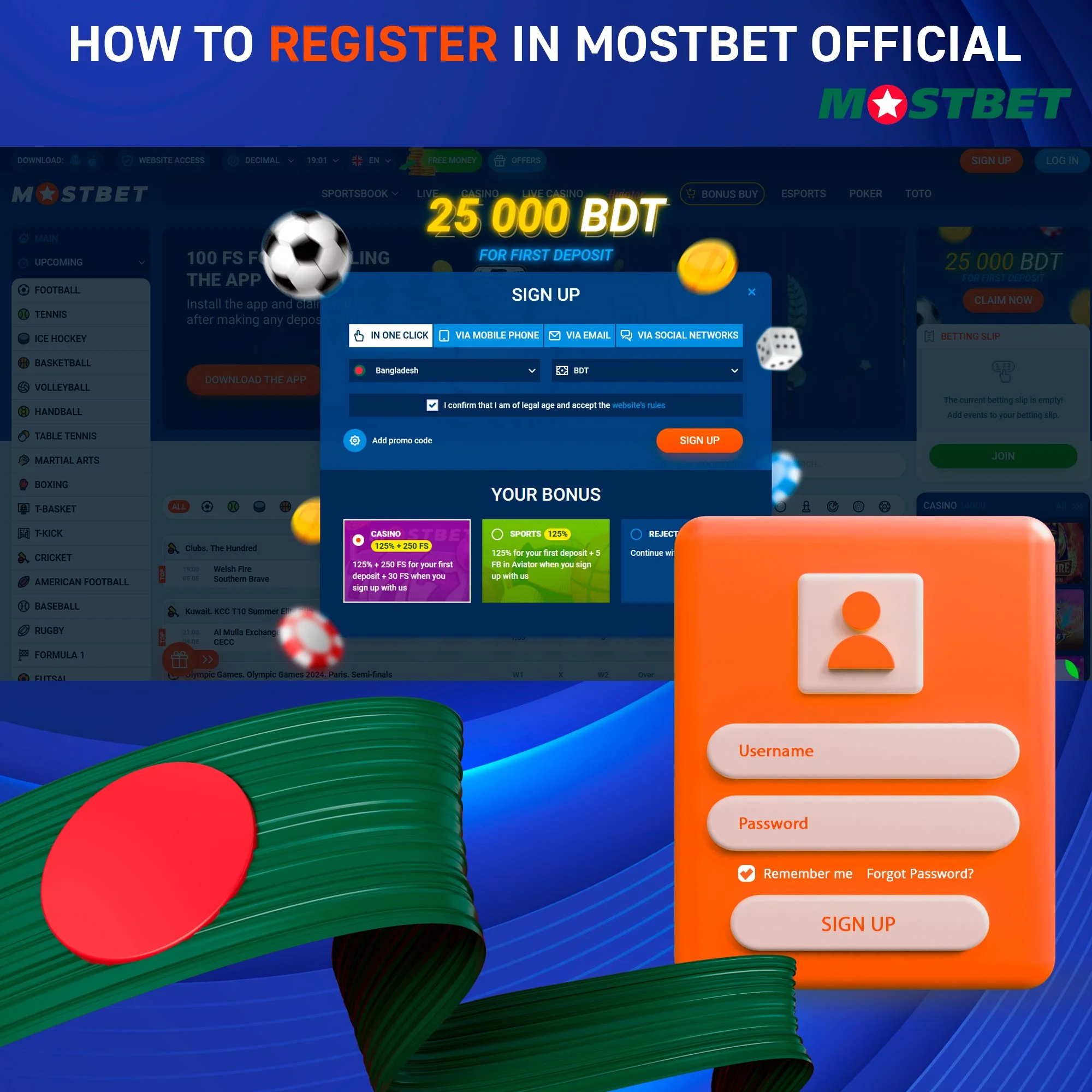 Instructions on how to register at Mostbet