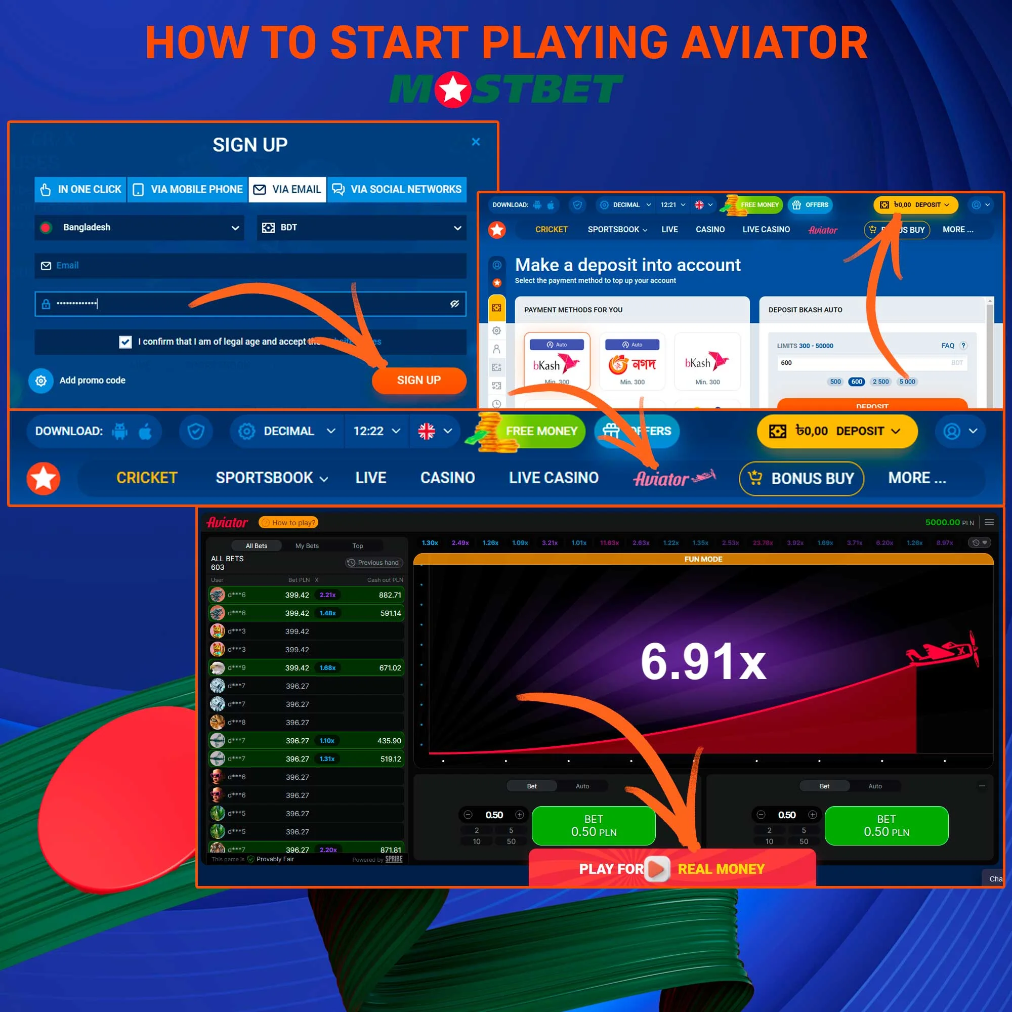 Instructions on how to start playing at Aviator Mostbet