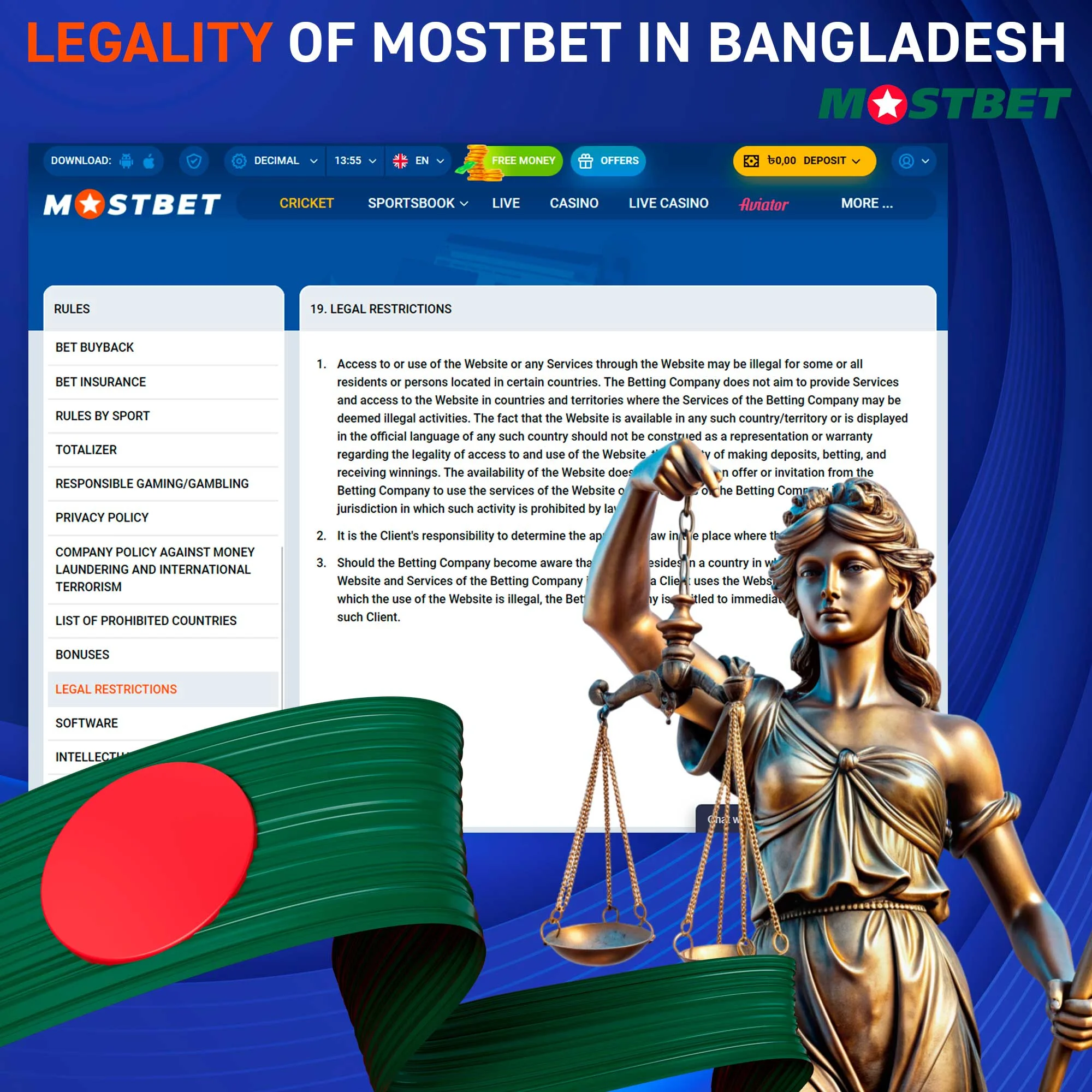 Is it legal to play at Mostbet Casino in Bangladesh?