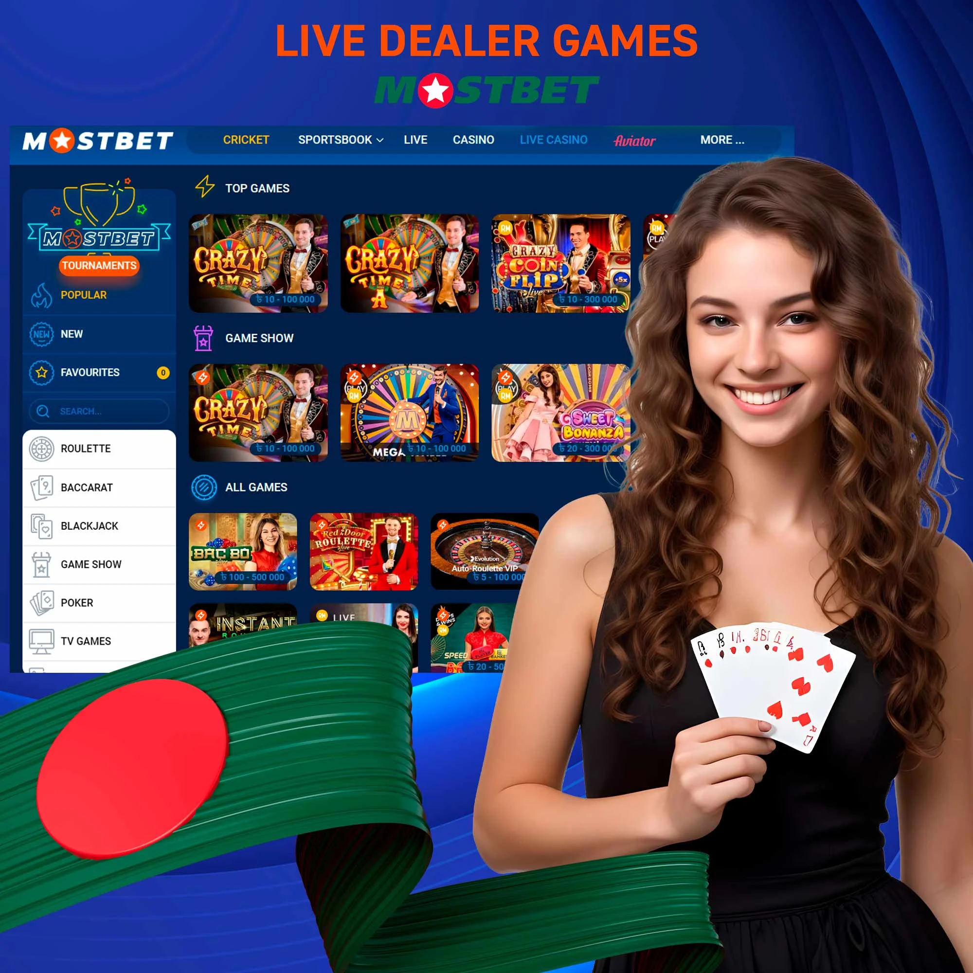 What live casino games does Mostbet offer?