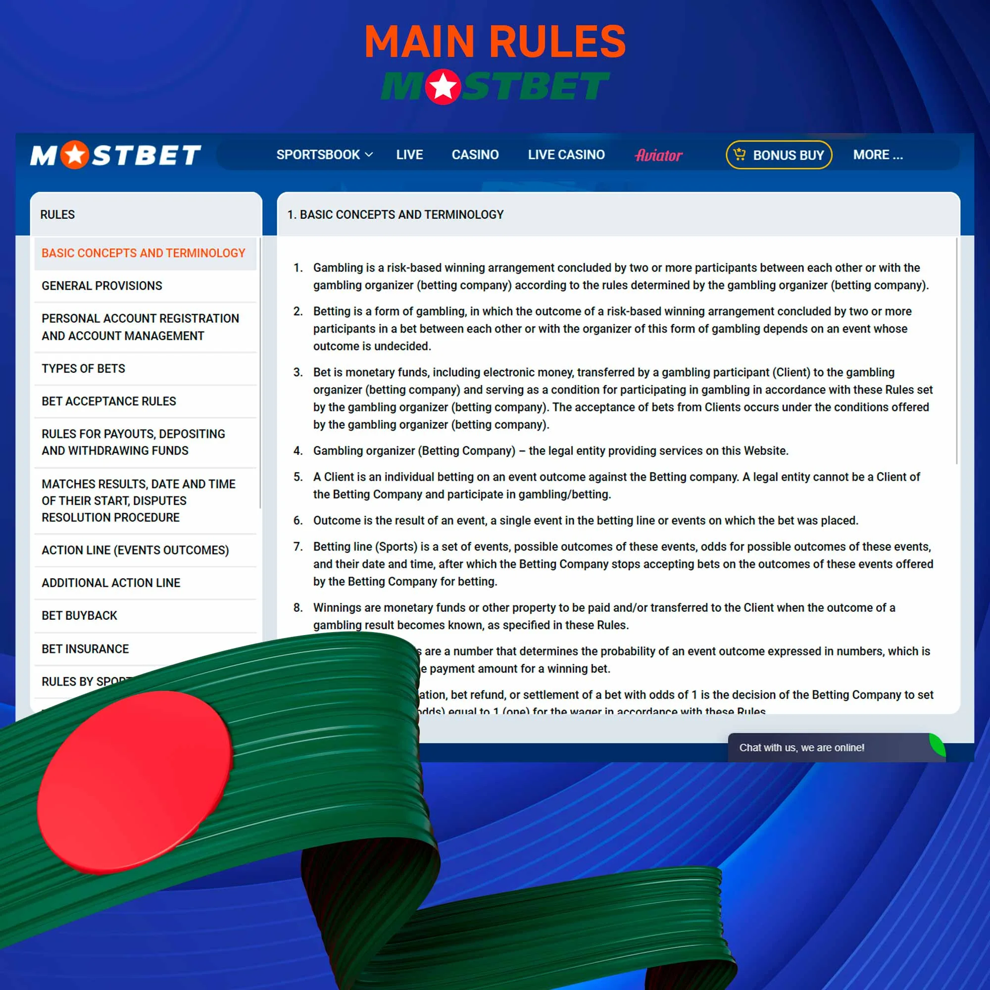 What are the rules offered by the bookmaker Mostbet?