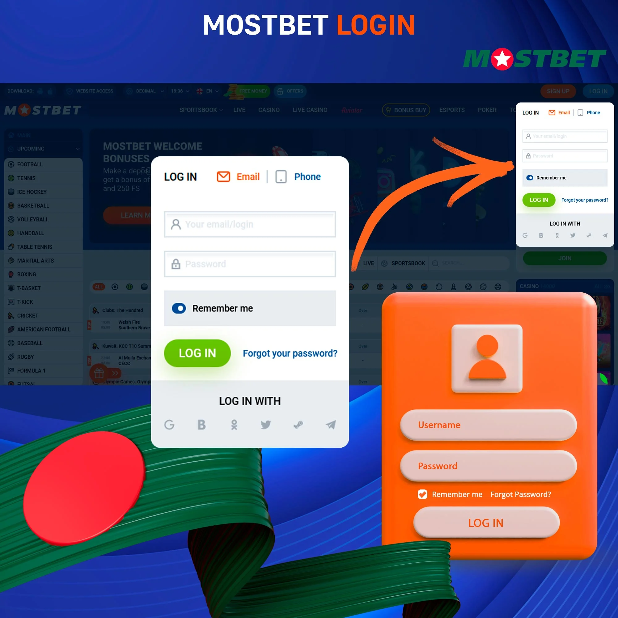 Instructions for logging in to the Mostbet platform