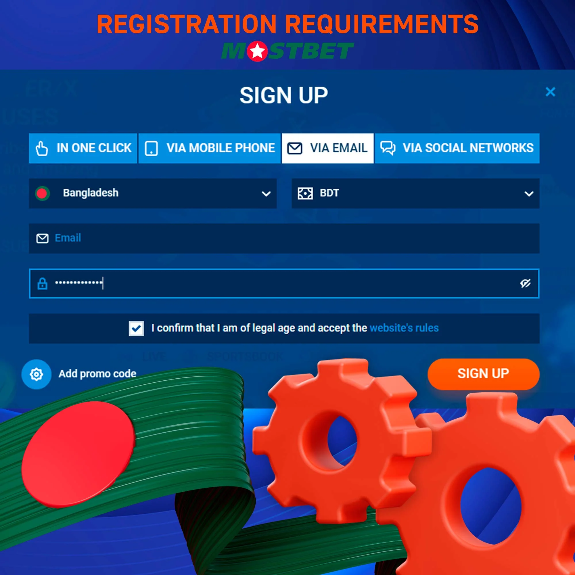 What are the requirements on the Mostbet platform when registering?