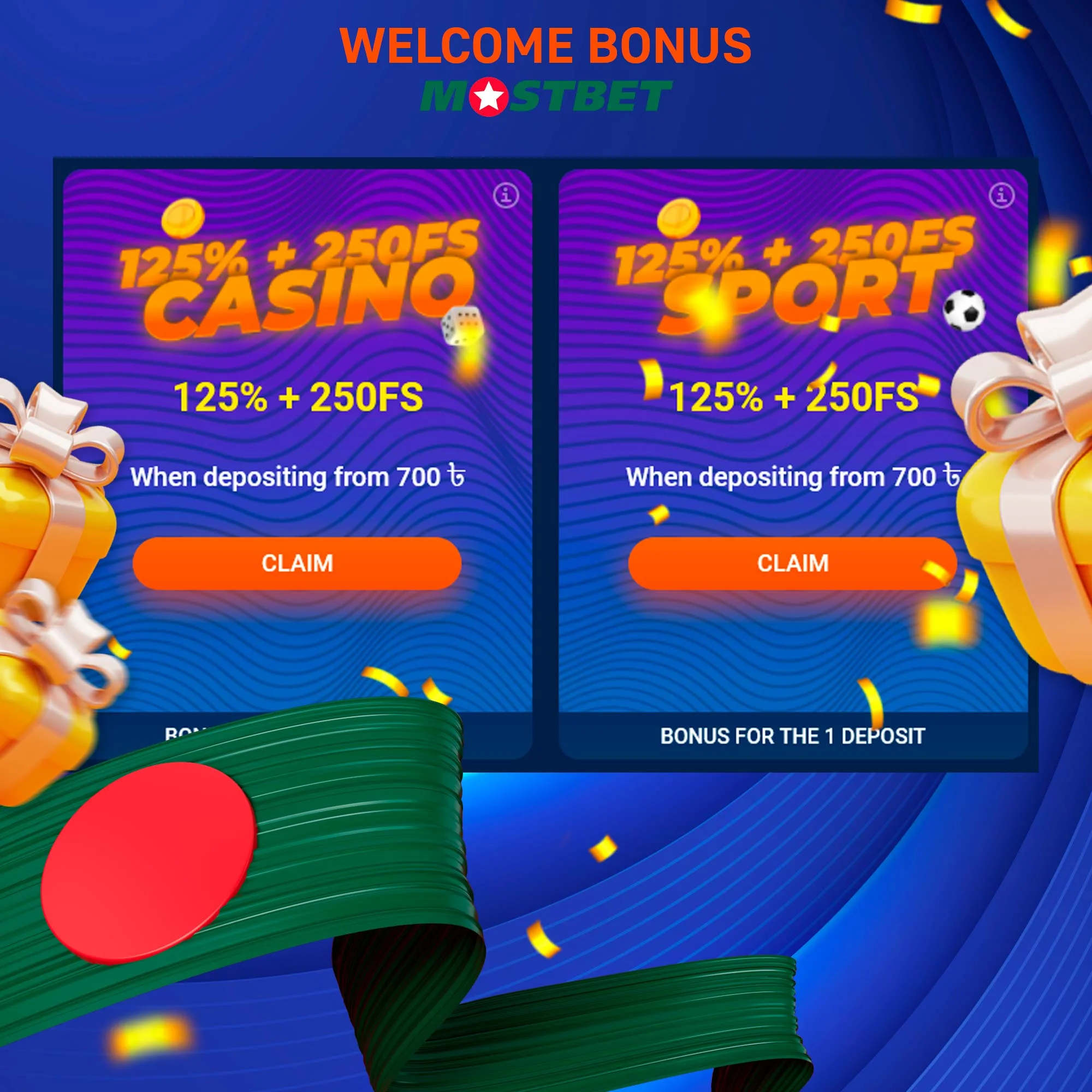 How to get a welcome bonus at Mostbet?