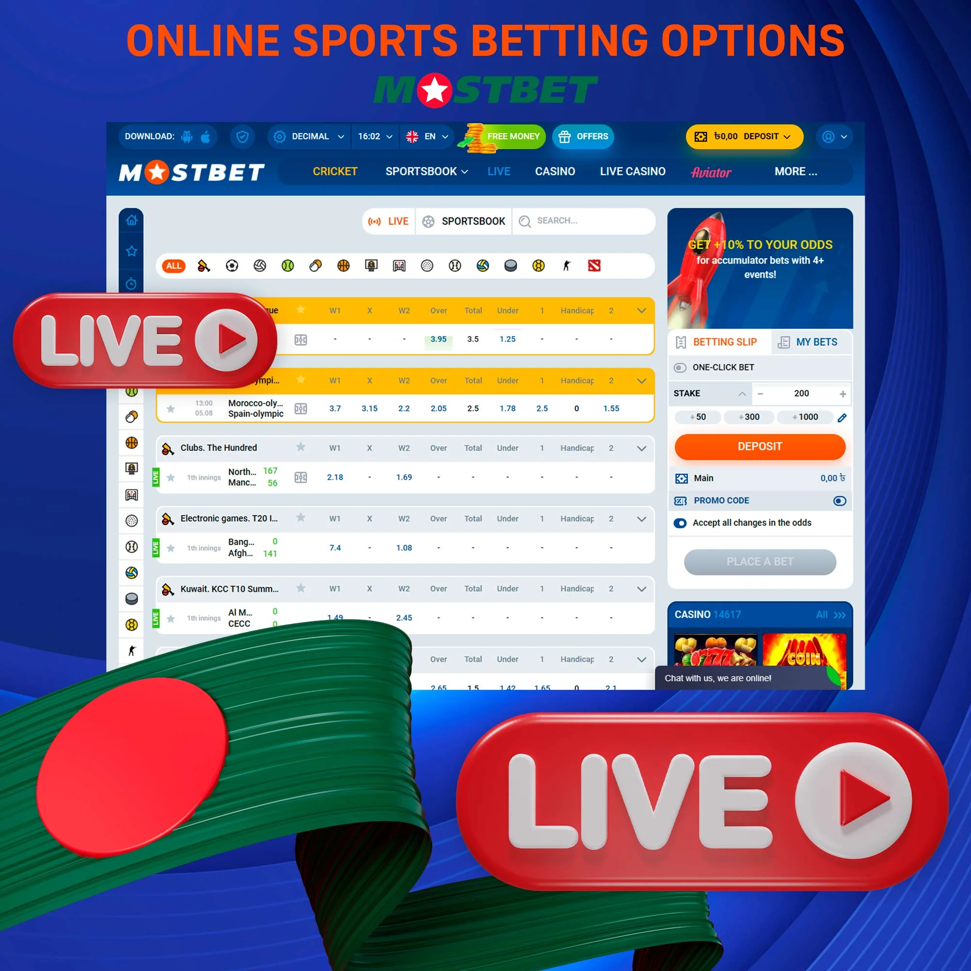 What types of live bets does Mostbet offer?