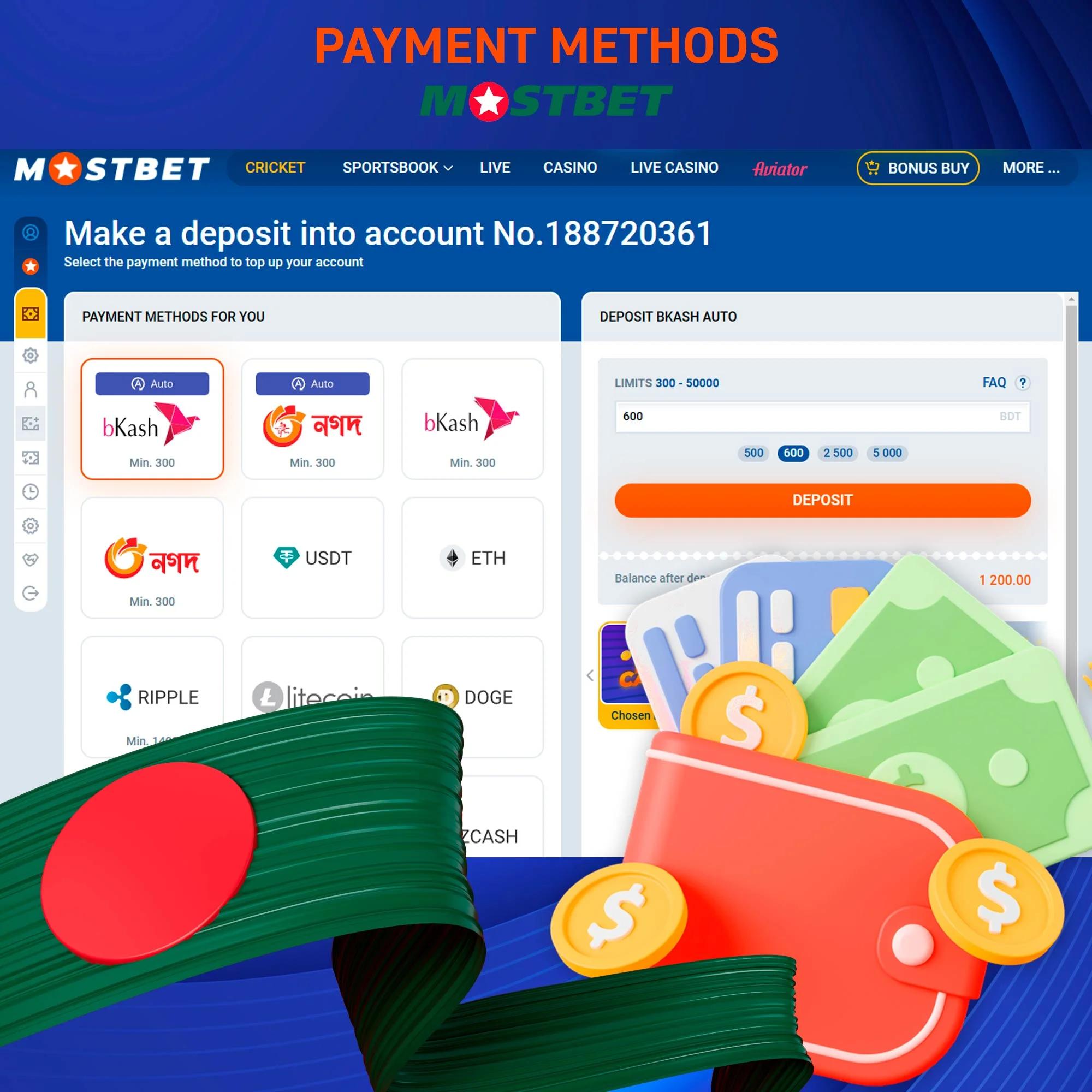 What payment methods does Mostbet offer?