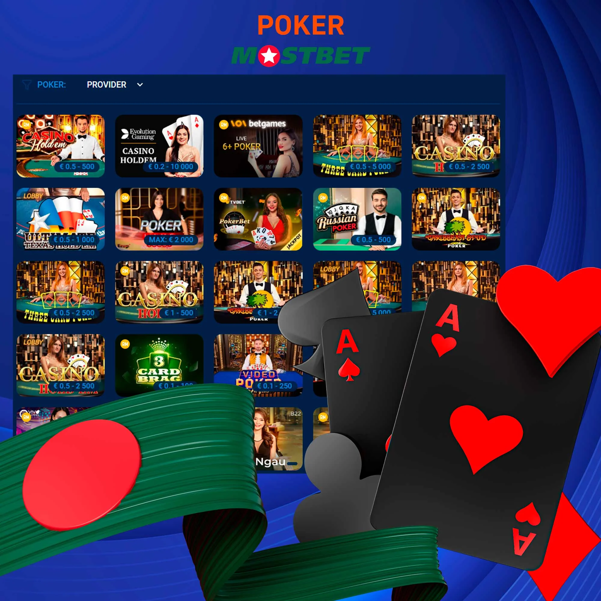 What poker games does Mostbet offer?