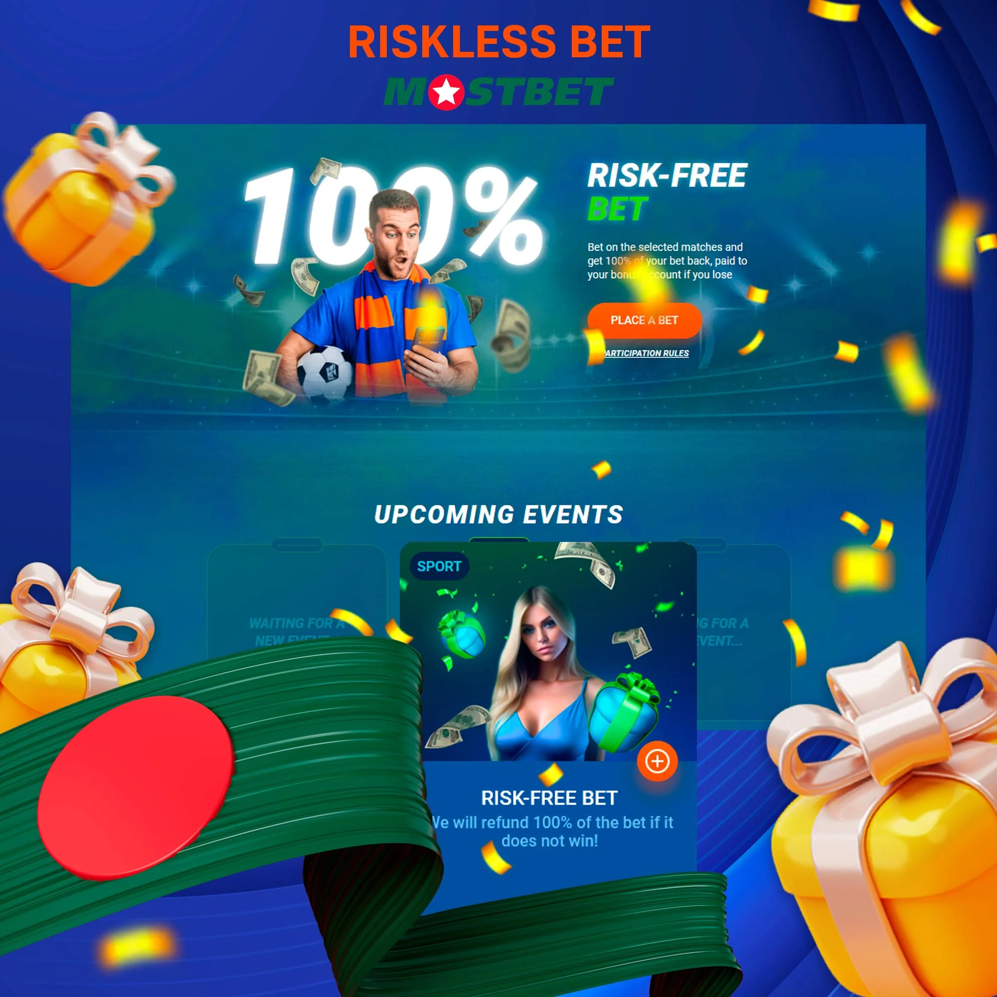 How does the riskless bet bonus at Mostbet work?