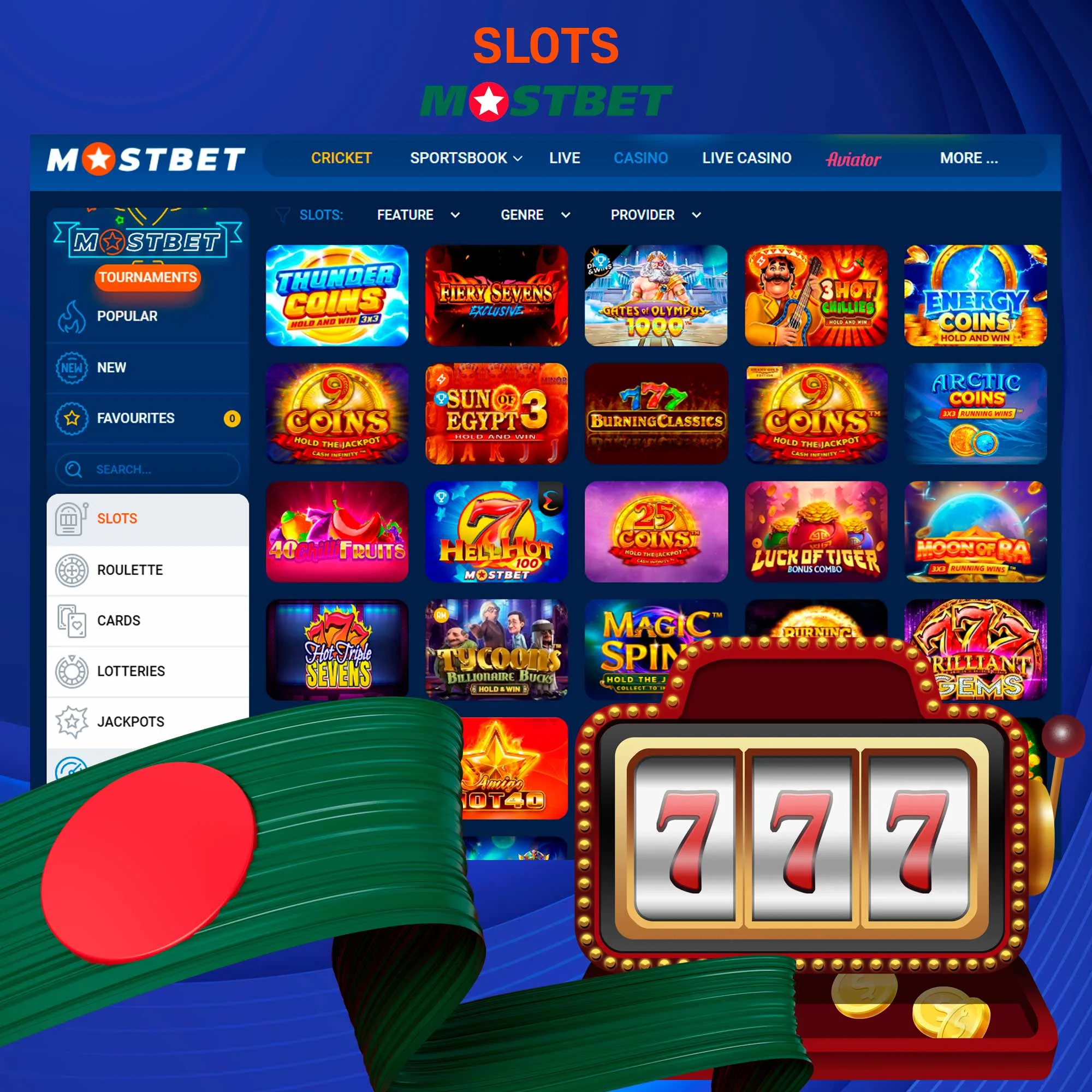 What slots games does Mostbet offer?