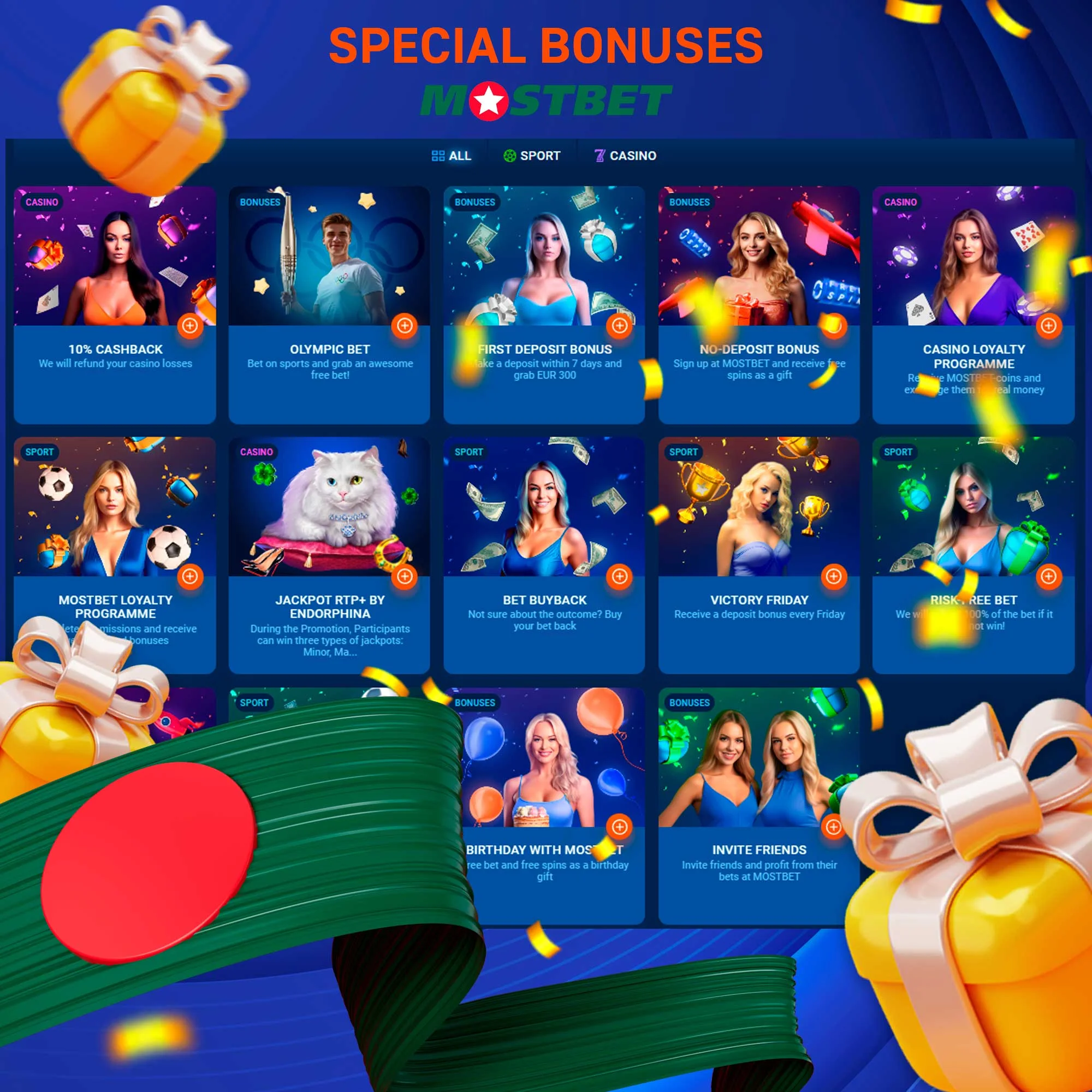 How does the special bonus at Mostbet work?