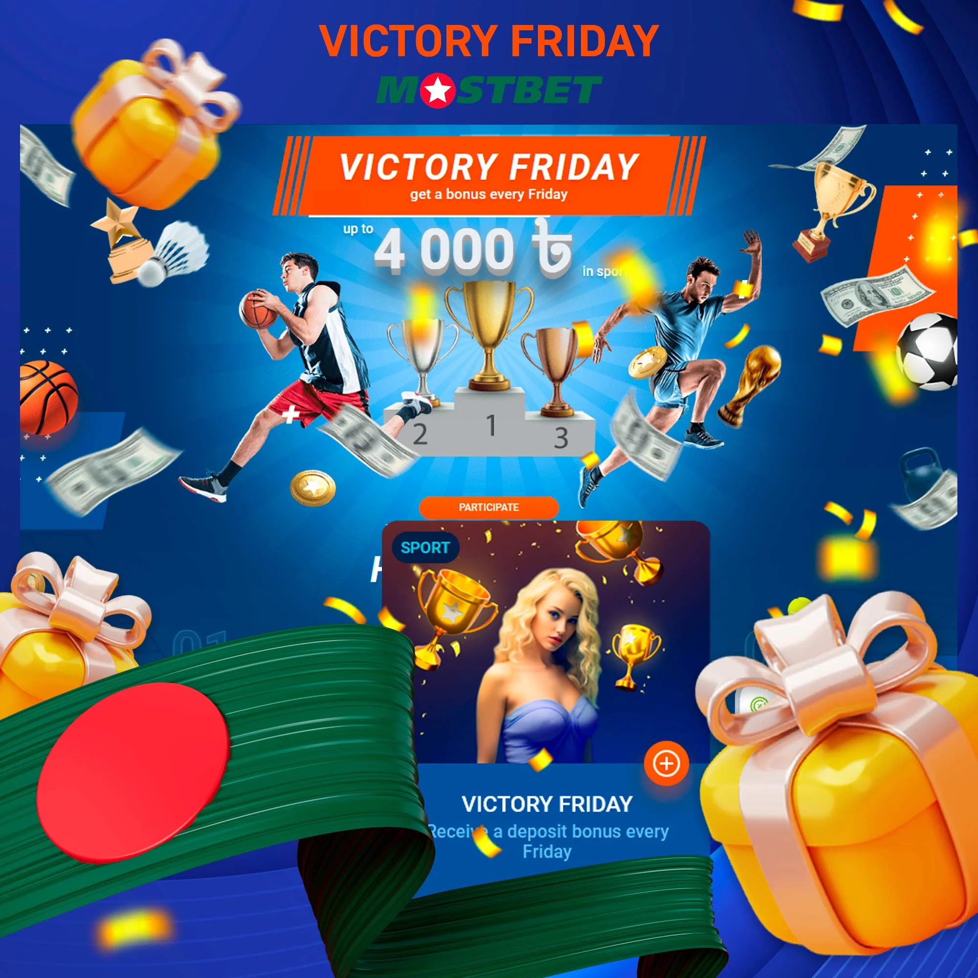 How does the Victory Friday bonus on Mostbet work?